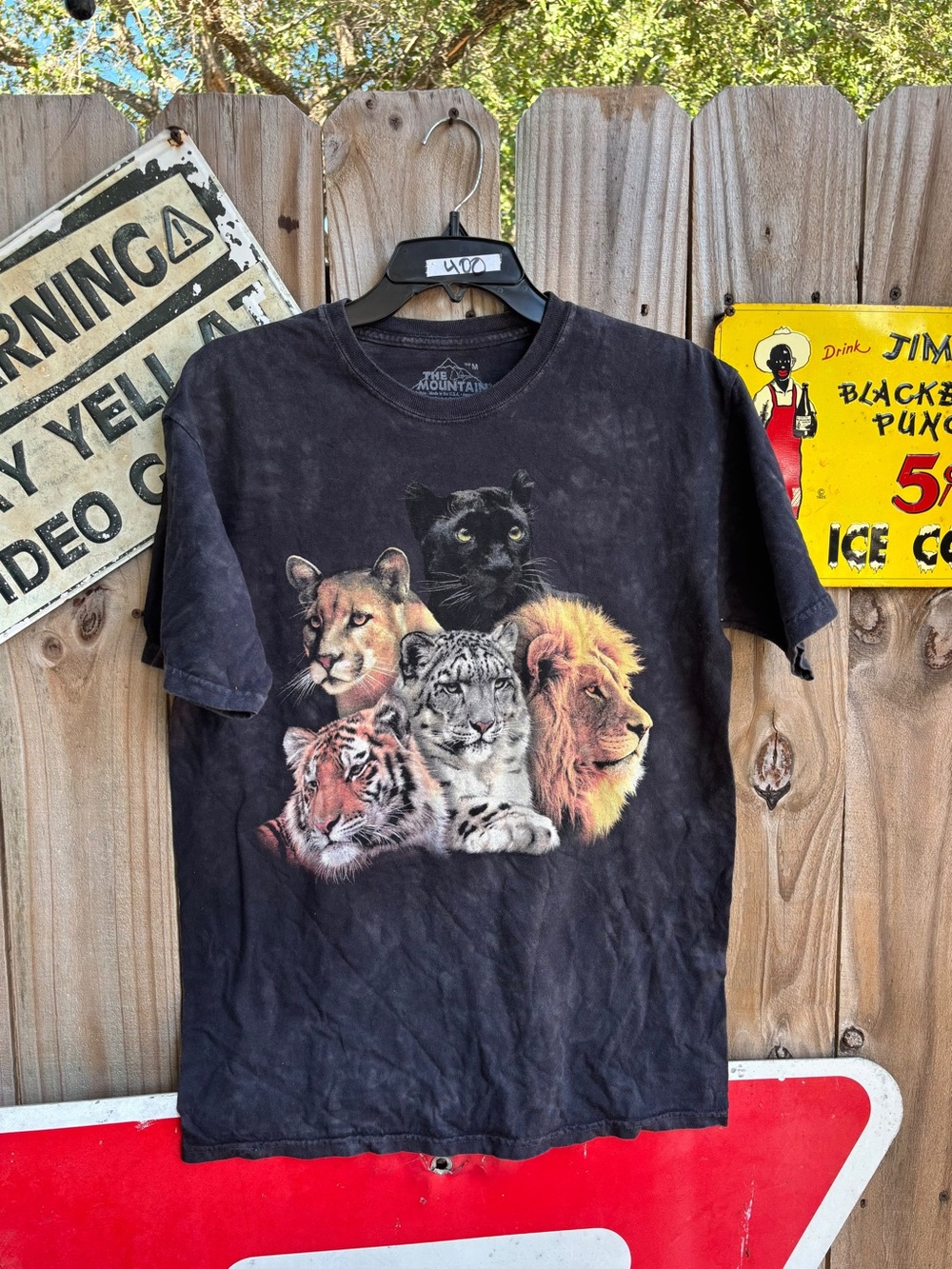 The Mountain black cotton t-shirt with graphic of five big cats